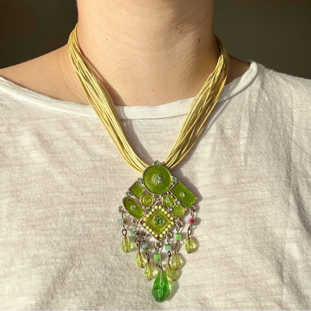 Multi Strand Necklace Funky Retro Y2K 00s Dangle Pendant
